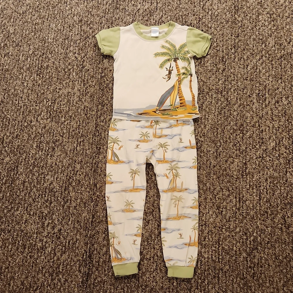Gymboree Short-Sleeved Pajama Set Size 4T Monkeys and Surfboards